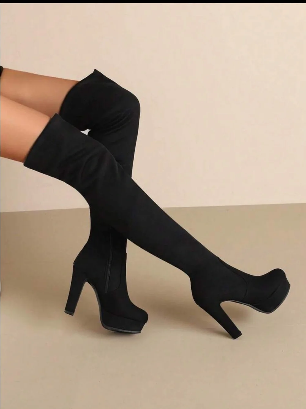 Brand new Fashion Nova Black Over-the-Knee Platform Heel Boots